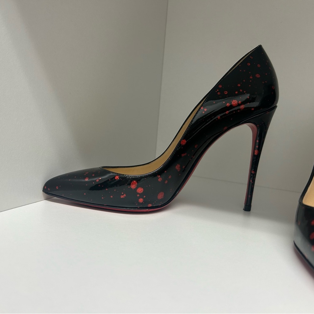Christian Louboutin Pigalle Follies Black Patent sz 37 red black w box 100mm - Picture 2 of 15